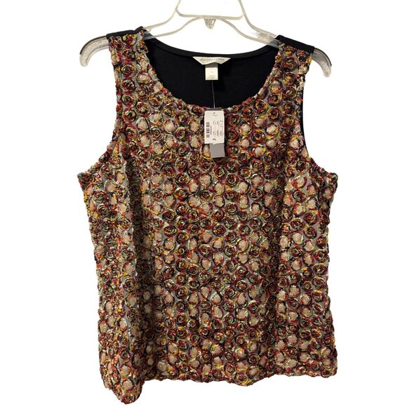 Christopher & Banks Petite L Sleeveless Textured Floral Tank Top.  NWT - Picture 1 of 12